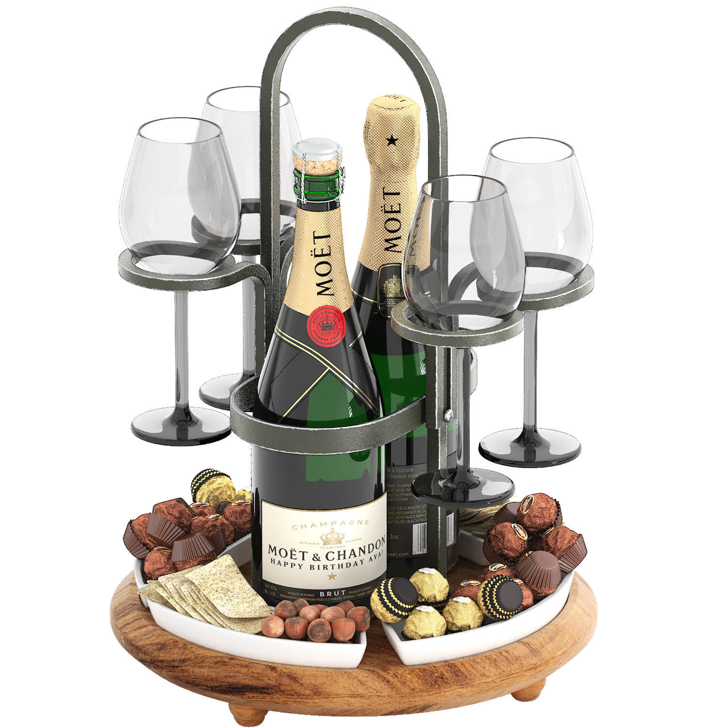 weston wine charcuterie caddy two bottle  3D model_1