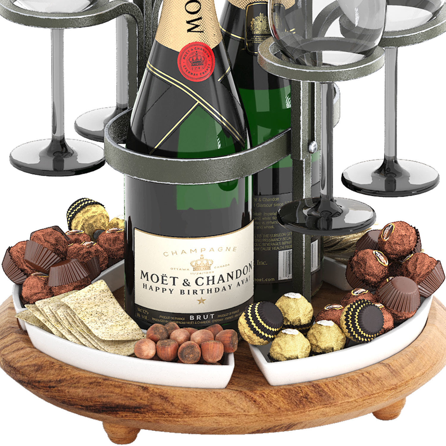 weston wine charcuterie caddy two bottle  3D model_3