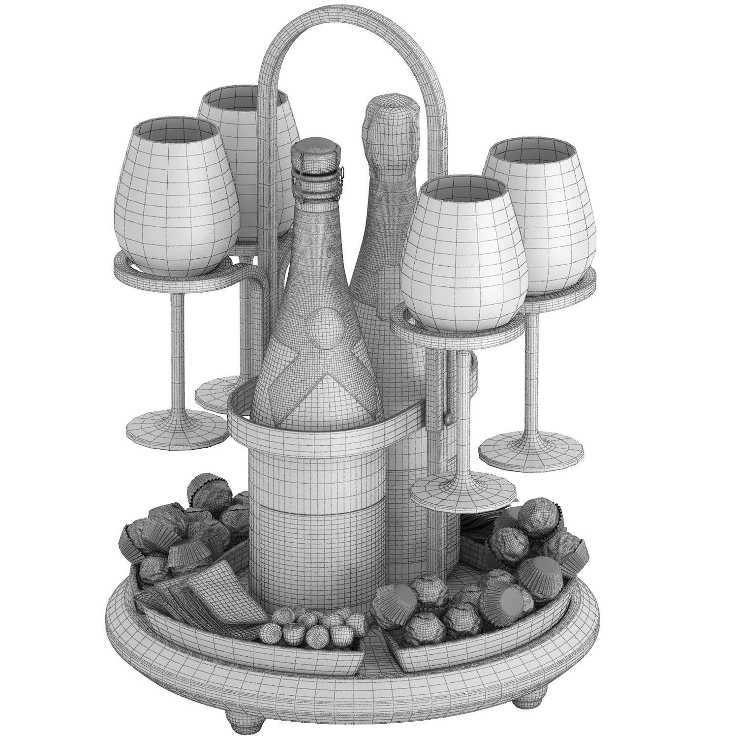 weston wine charcuterie caddy two bottle  3D model_5