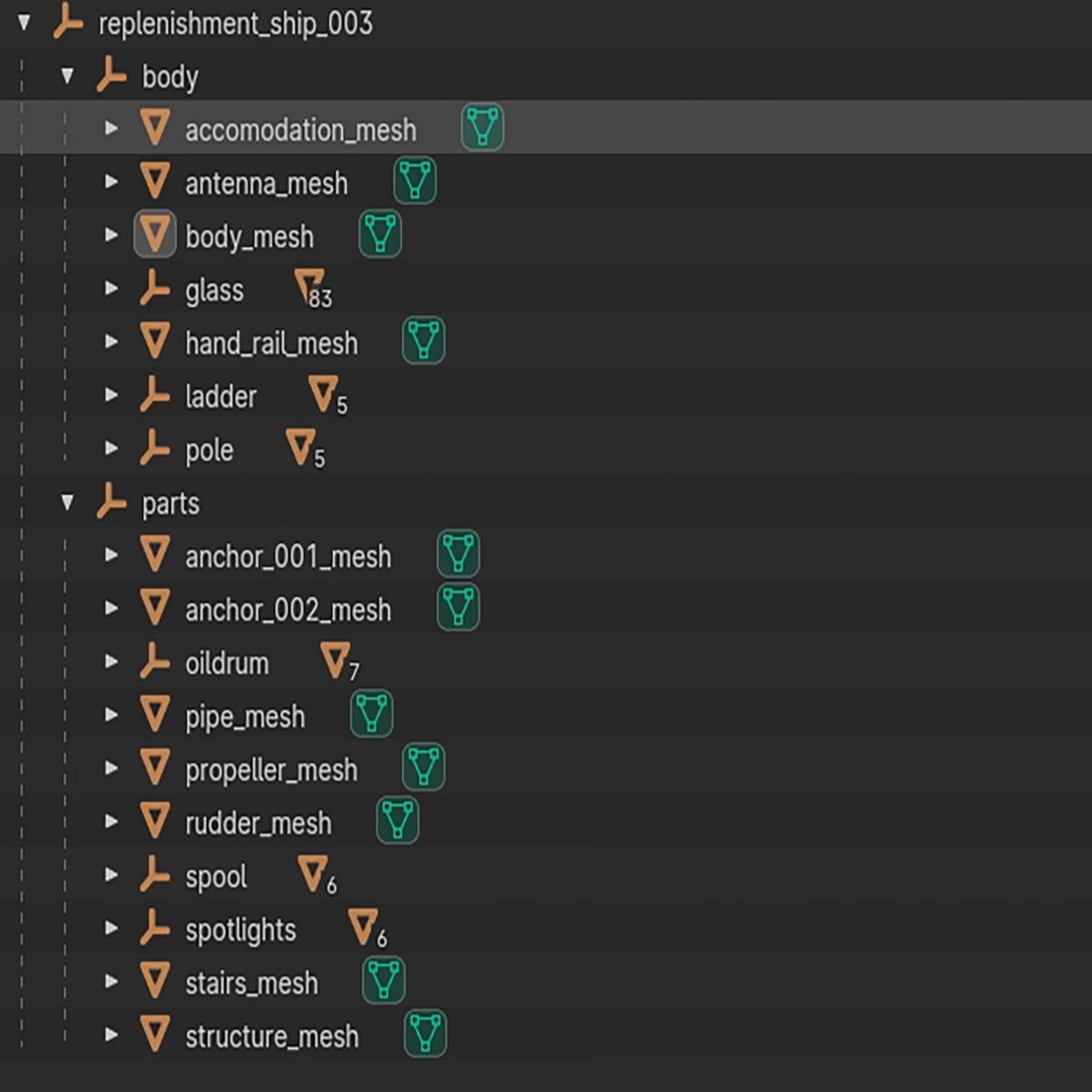 Fleet Oilers and Replenishment Ship  Low-poly 3D model_24