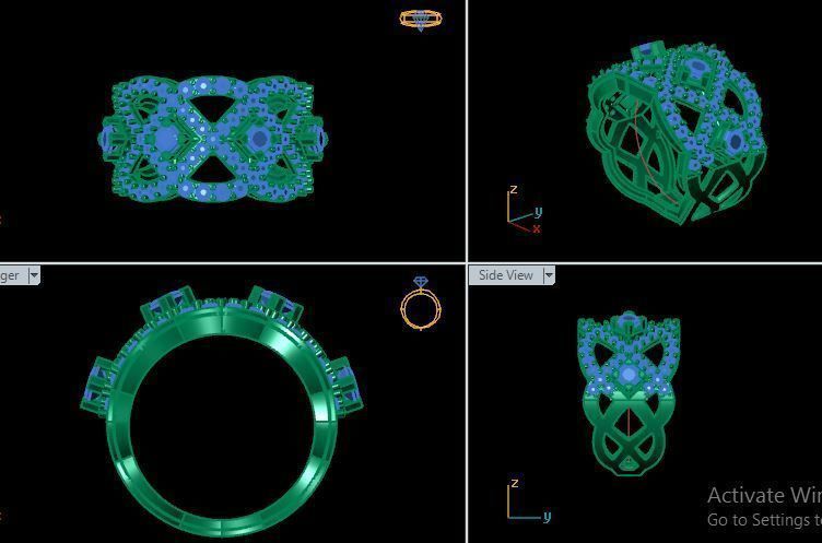 Princess and round daimond ring ready to print 3D print model_14