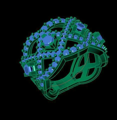 Princess and round daimond ring ready to print 3D print model_9