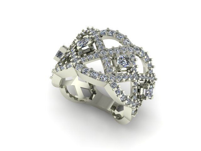 Princess and round daimond ring ready to print 3D print model_1