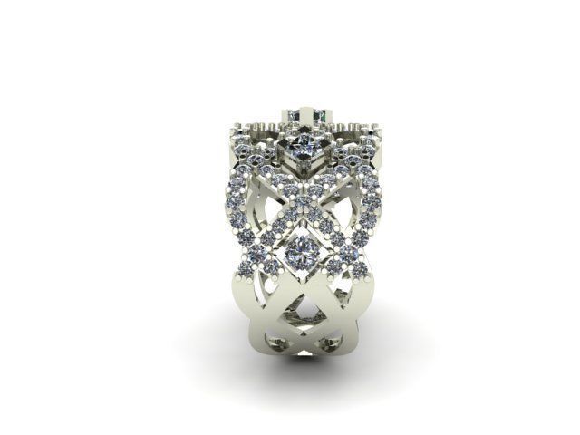 Princess and round daimond ring ready to print 3D print model_4