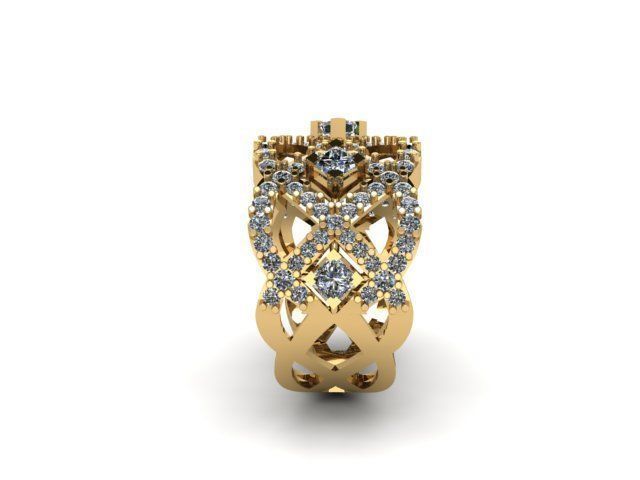 Princess and round daimond ring ready to print 3D print model_3