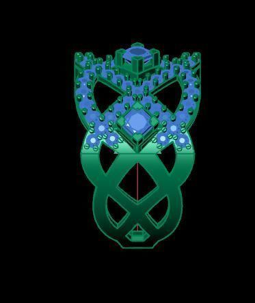 Princess and round daimond ring ready to print 3D print model_13