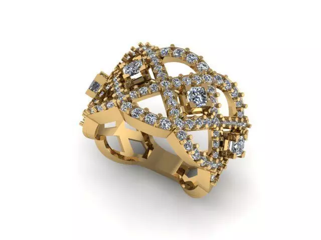 Princess and round daimond ring ready to print 3D print model_0