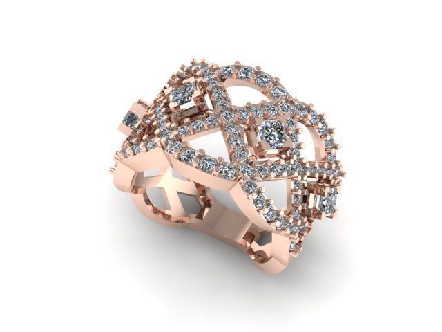 Princess and round daimond ring ready to print 3D print model_2