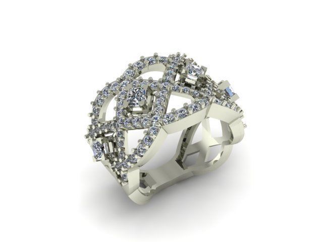 Princess and round daimond ring ready to print 3D print model_7