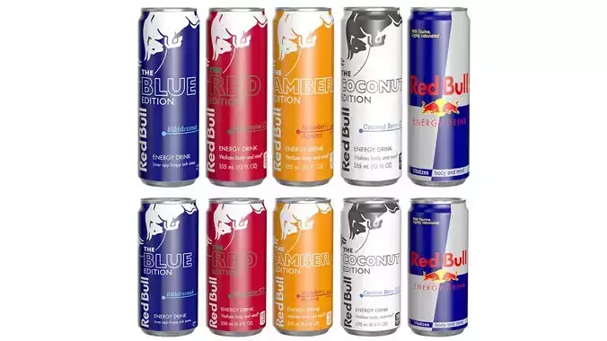Red Bull Drink Can Package 3D Model Collection