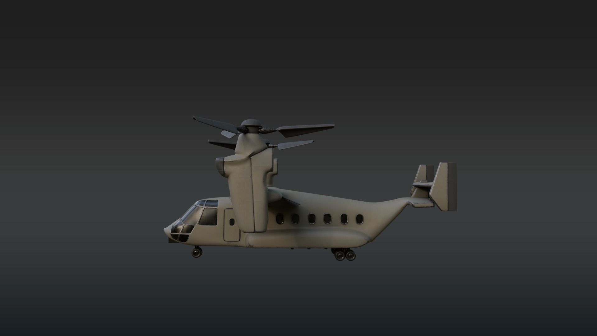  Military Tiltrotor Aircraft  Earth Tones Low-poly 3D model_8