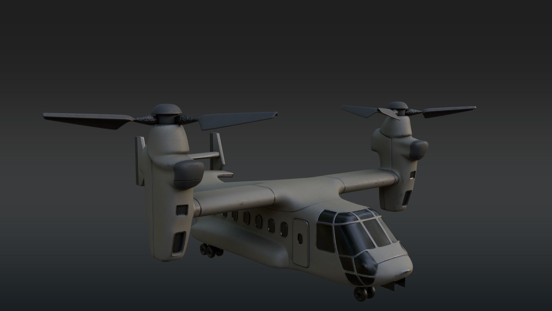  Military Tiltrotor Aircraft  Earth Tones Low-poly 3D model_3