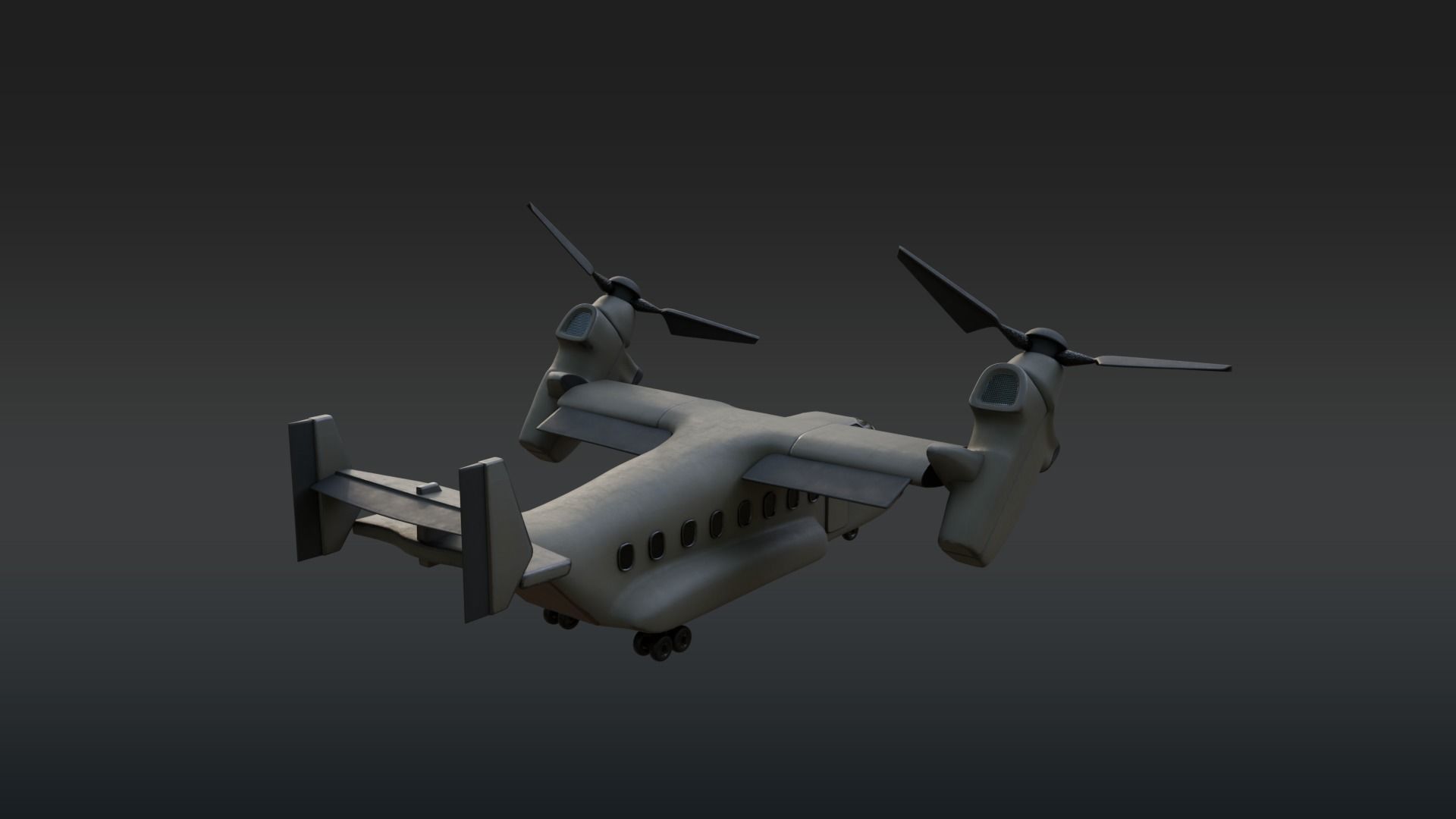  Military Tiltrotor Aircraft  Earth Tones Low-poly 3D model_7