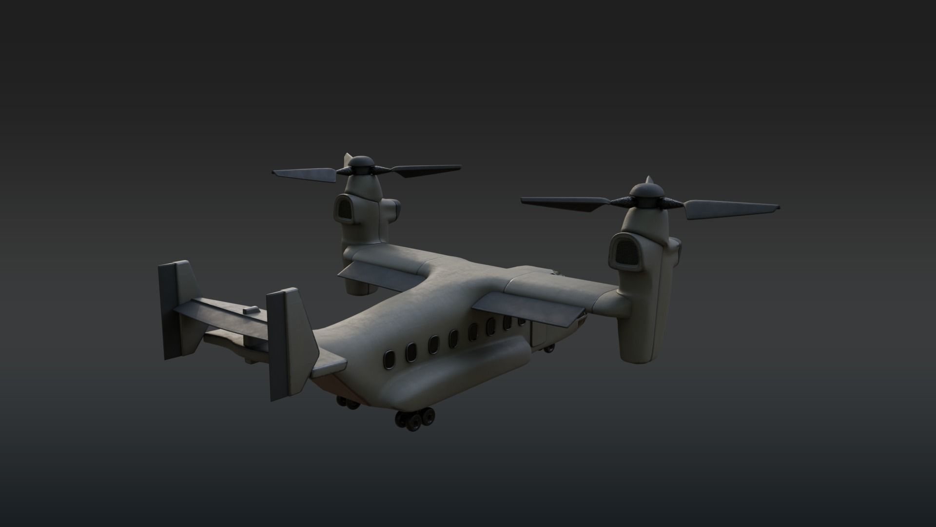  Military Tiltrotor Aircraft  Earth Tones Low-poly 3D model_5