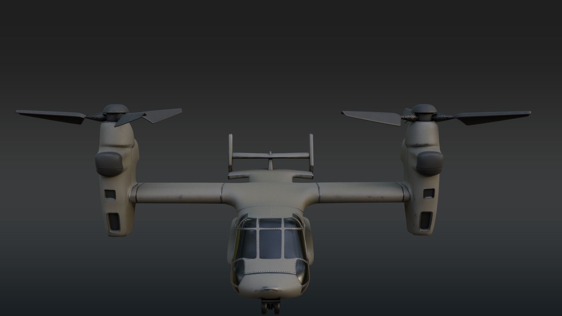  Military Tiltrotor Aircraft  Earth Tones Low-poly 3D model_2