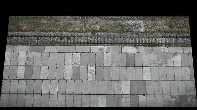 industrial ground railway concrete slabs photogrammetry Low-poly 3D model