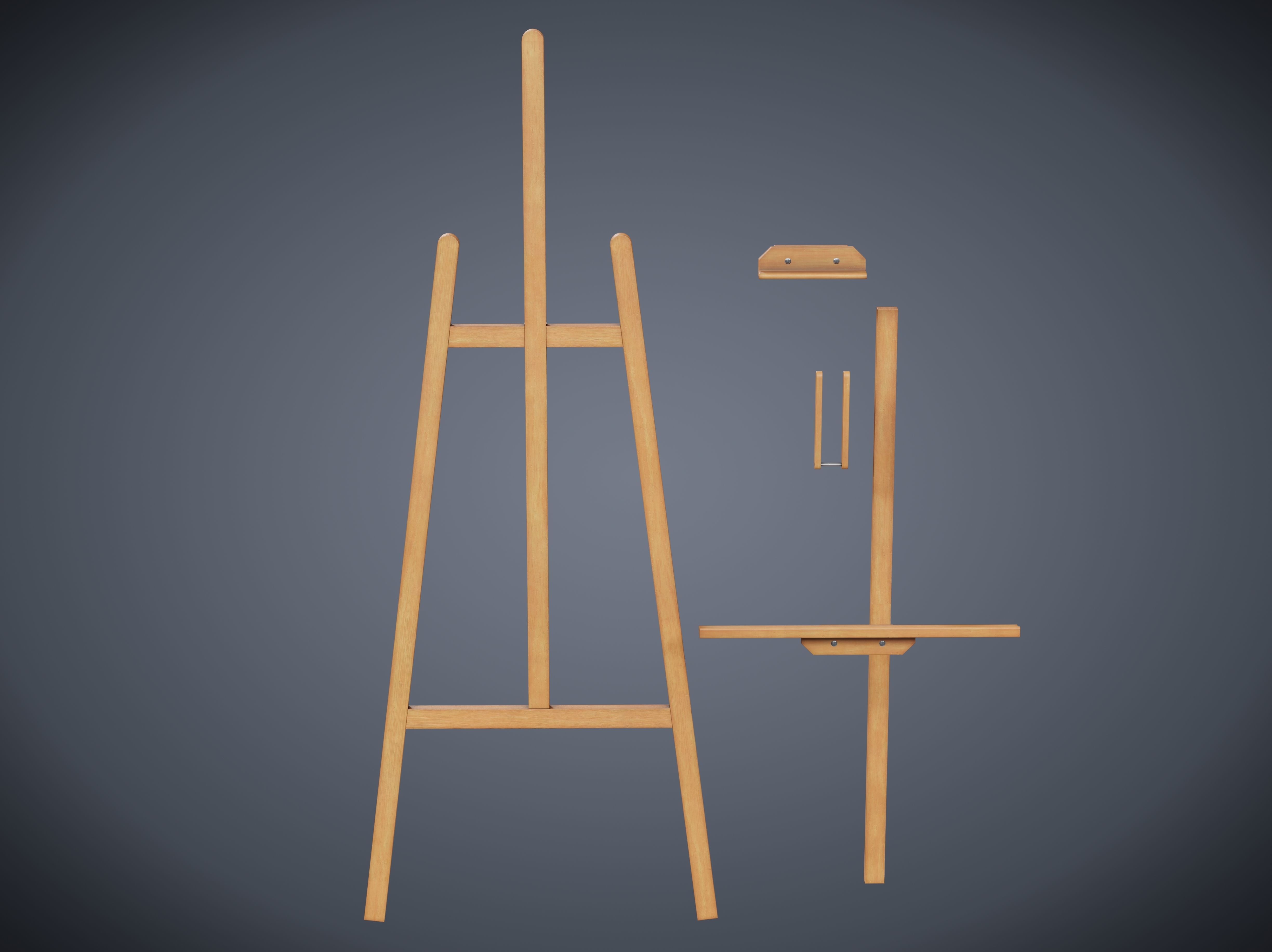 Easel Low-poly 3D model_5