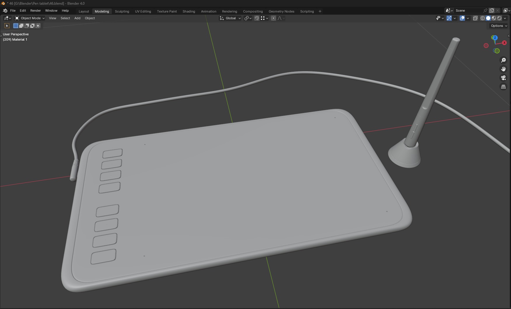 Graphics Tablet with Pen 3d model 3D model_2