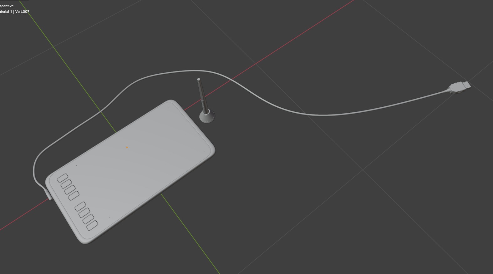 Graphics Tablet with Pen 3d model 3D model_6