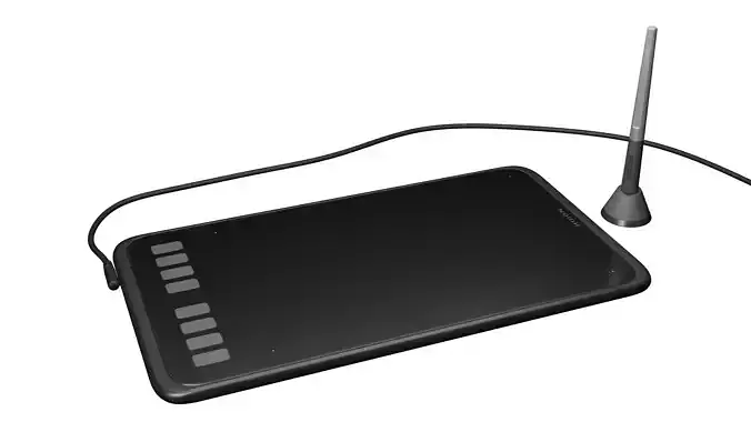 Graphics Tablet with Pen 3d model 3D model