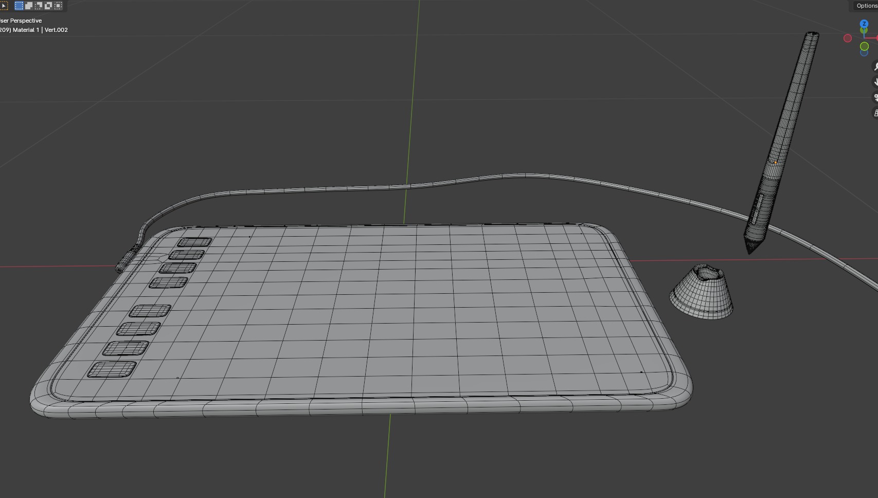 Graphics Tablet with Pen 3d model 3D model_13