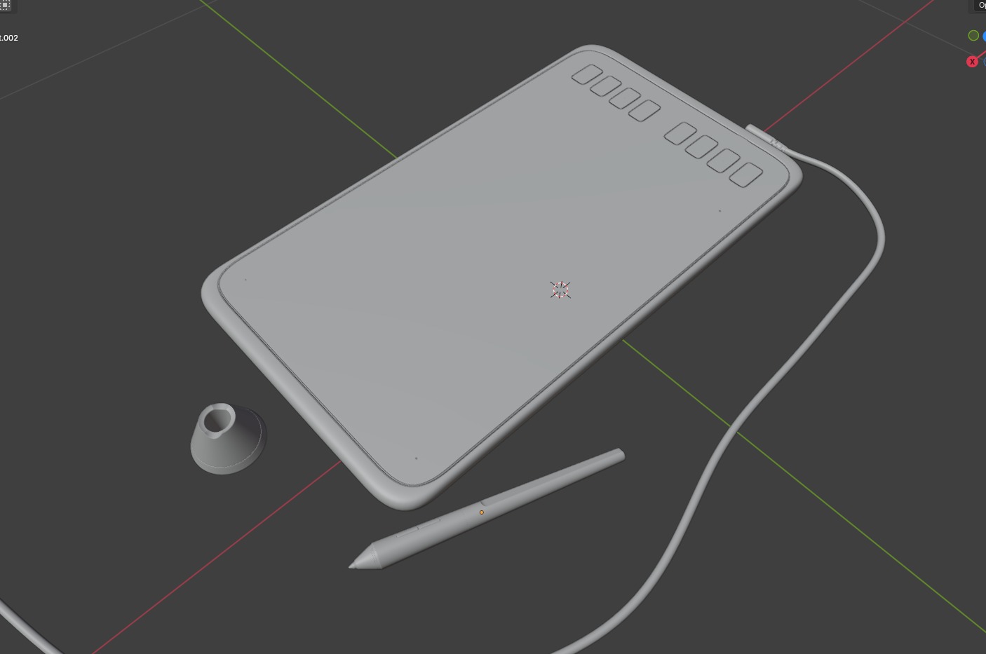 Graphics Tablet with Pen 3d model 3D model_20