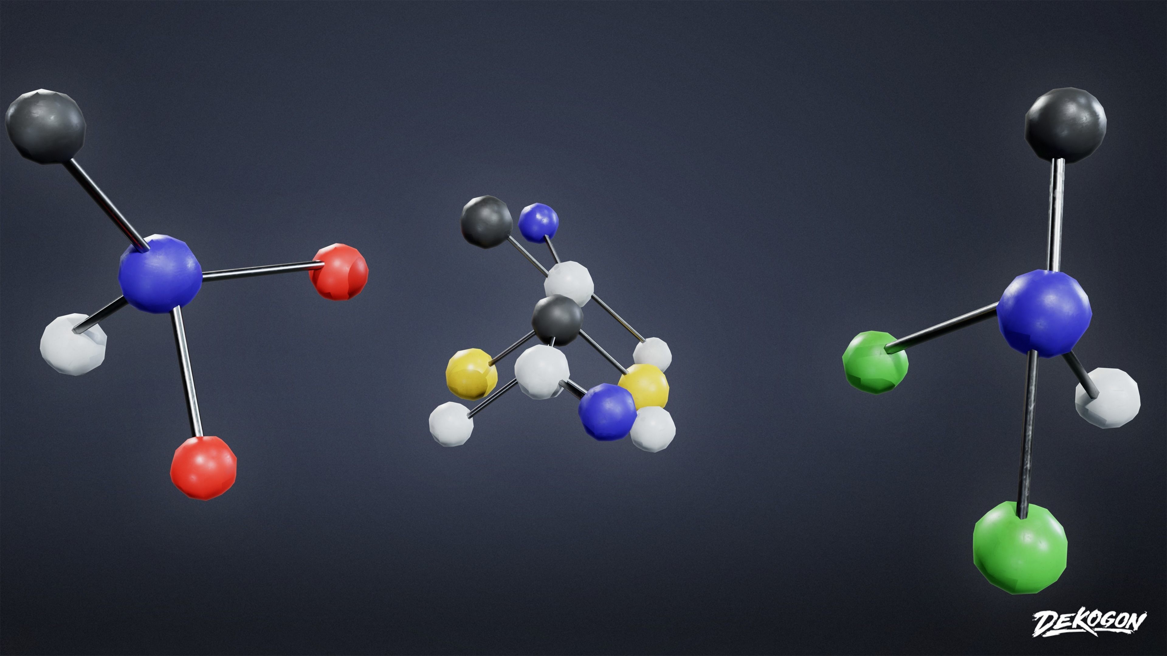 HIGH SCHOOL CLASSROOM - Molecules 01 - LOW POLY Low-poly 3D model_3