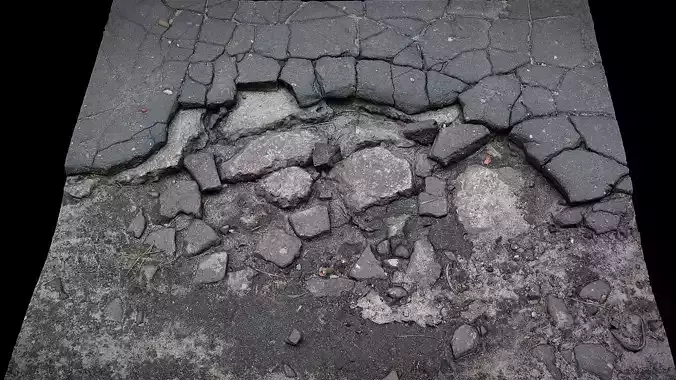 asphalt destroyed road debris part1 photogrammetry