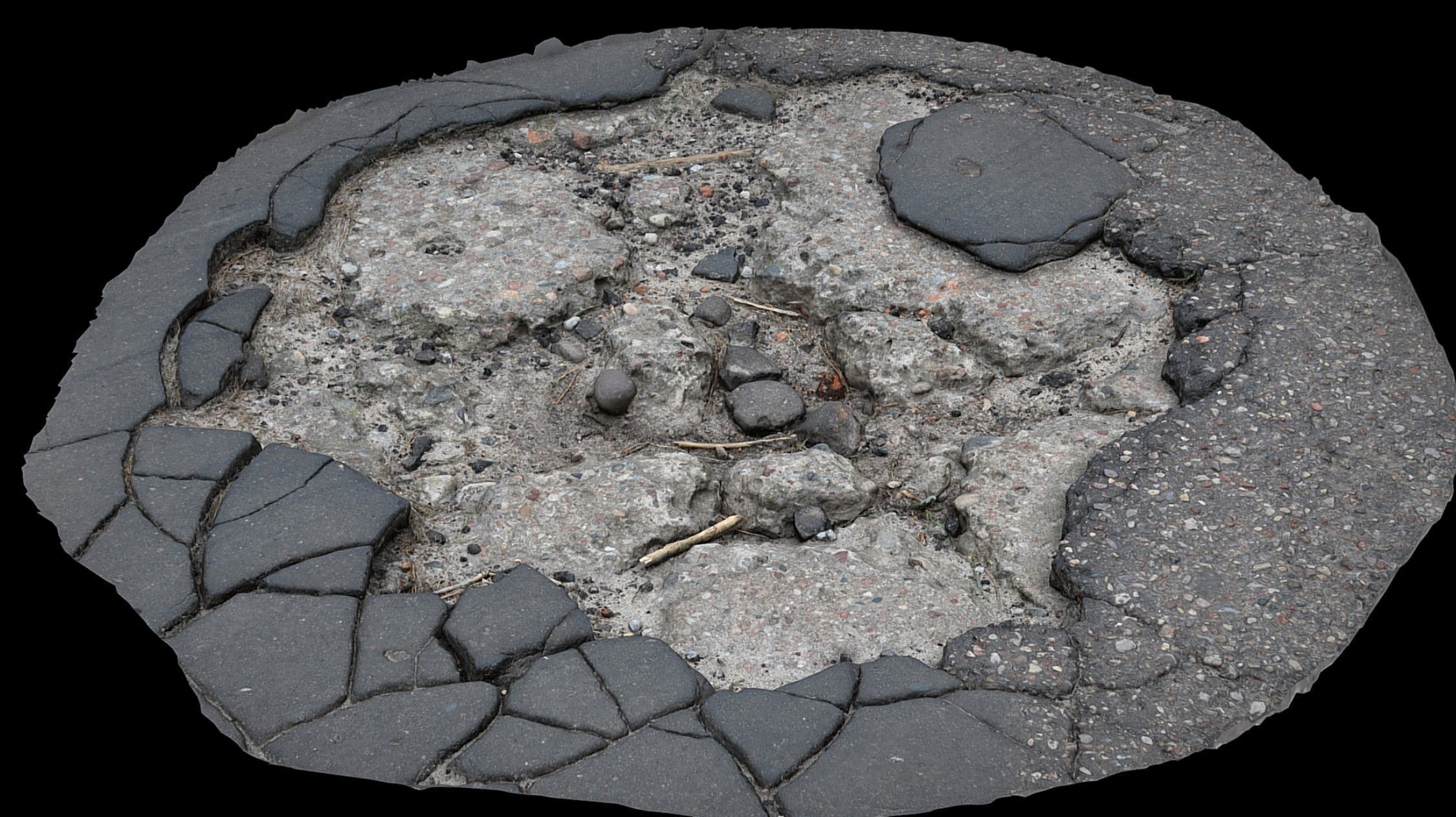 asphalt destroyed road debris part2 photogrammetry Low-poly 3D model_2
