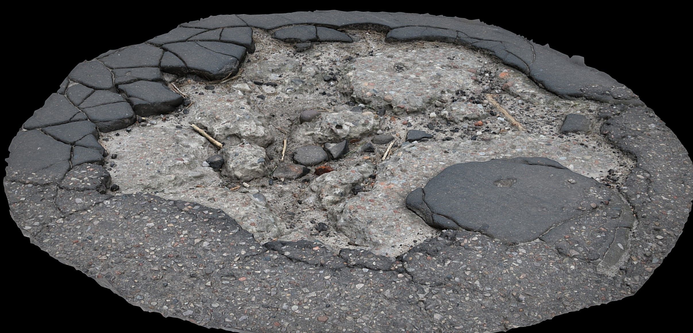asphalt destroyed road debris part2 photogrammetry Low-poly 3D model_3