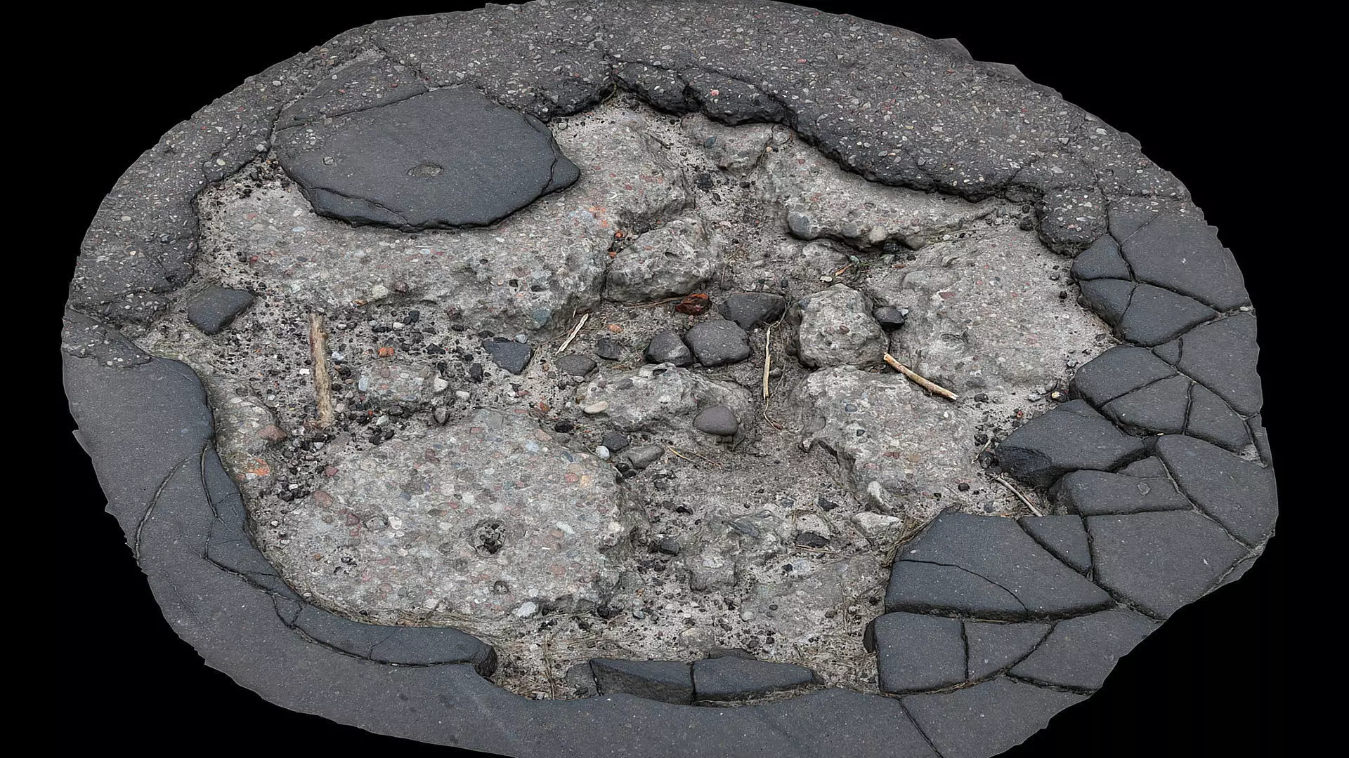 asphalt destroyed road debris part2 photogrammetry Low-poly 3D model_0