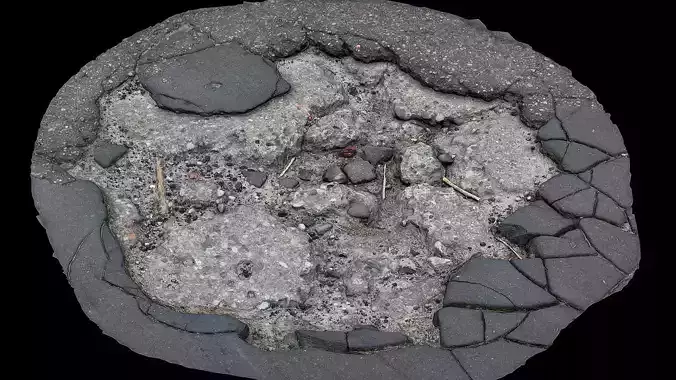 asphalt destroyed road debris part2 photogrammetry