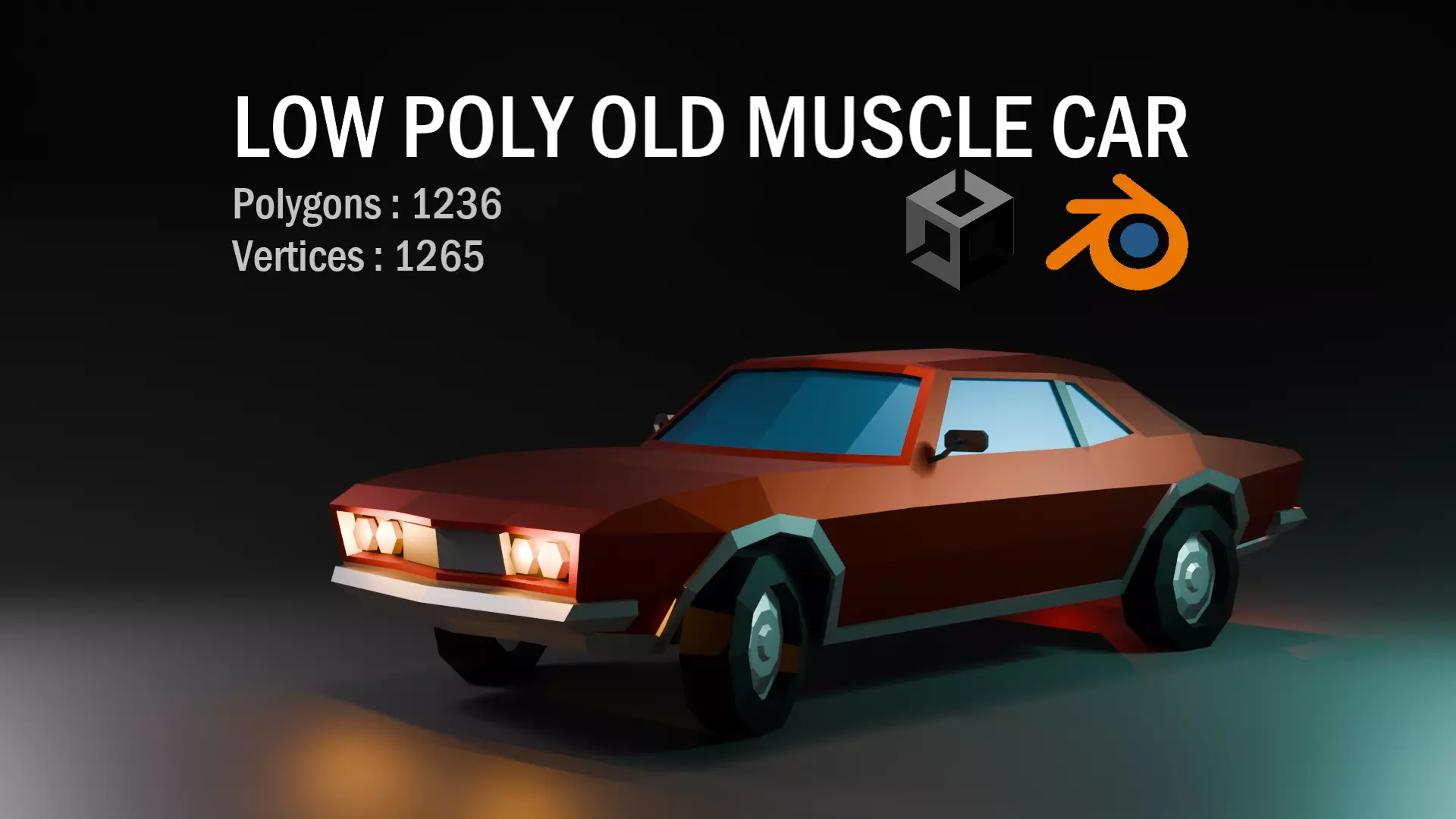Low Poly Old Muscle Car Low-poly 3D model