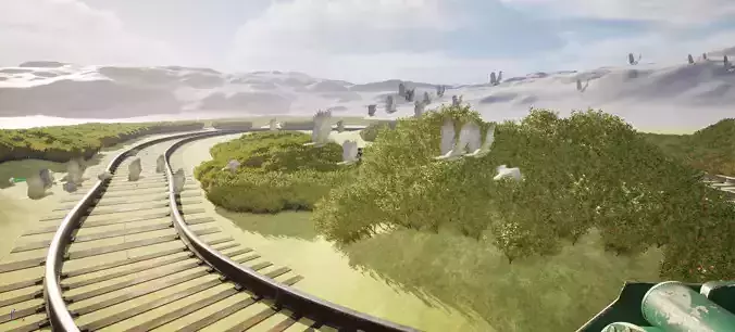 Unreal engine 5 white Eagles flying parade animation scene Low-poly 3D model