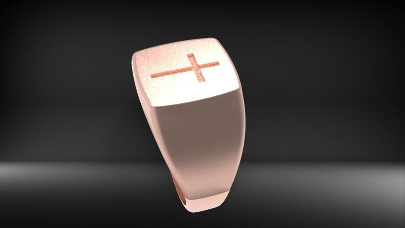 Men ring with cross 3D print model_20