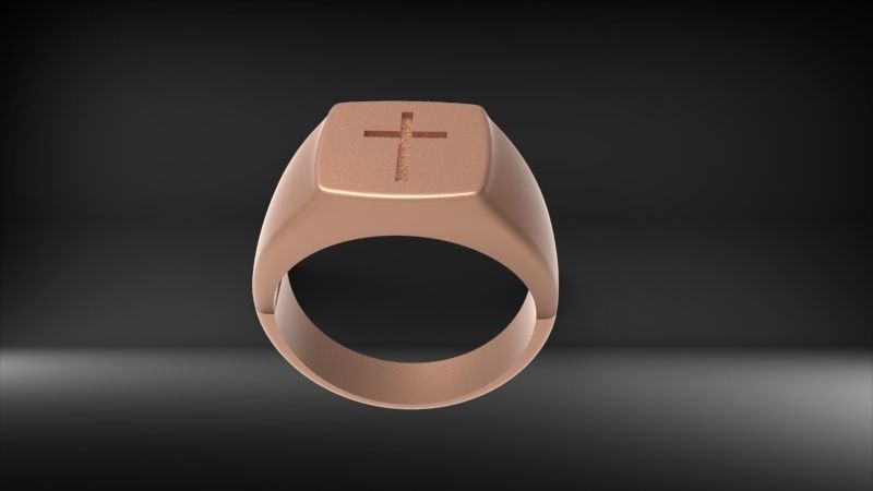 Men ring with cross 3D print model_10