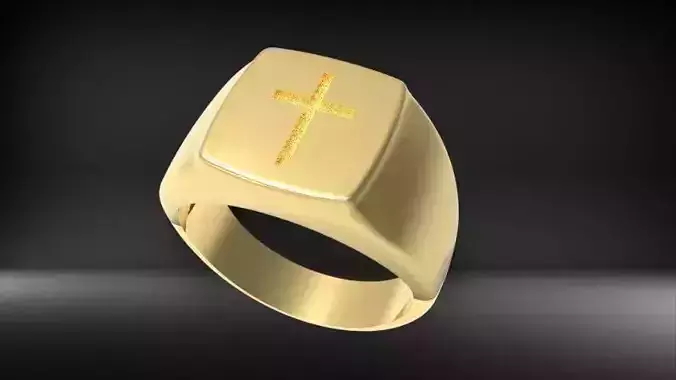 Men ring with cross  3D print model