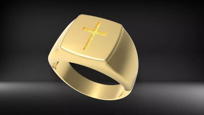Men ring with cross 3D print model_0