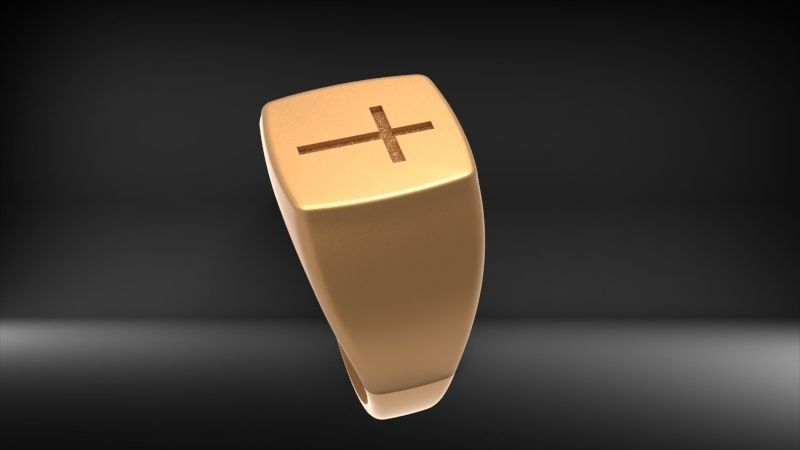Men ring with cross 3D print model_17