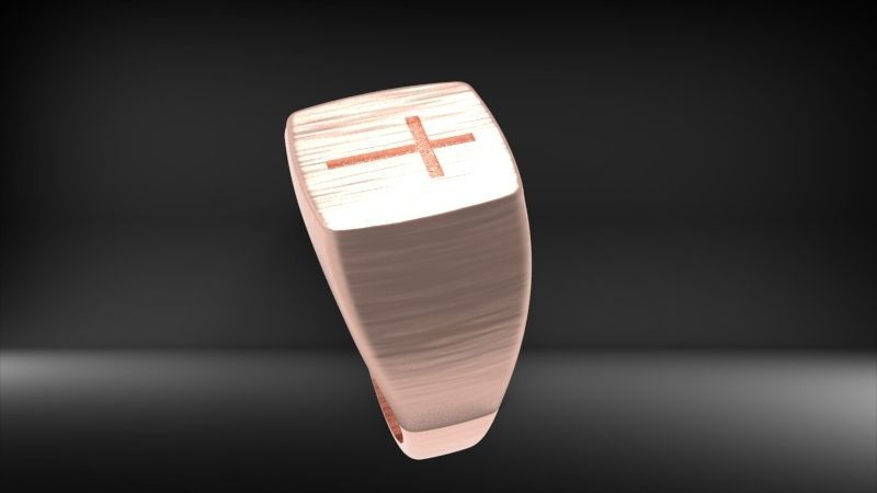 Men ring with cross 3D print model_22