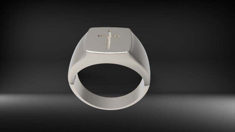 Men ring with cross 3D print model_15