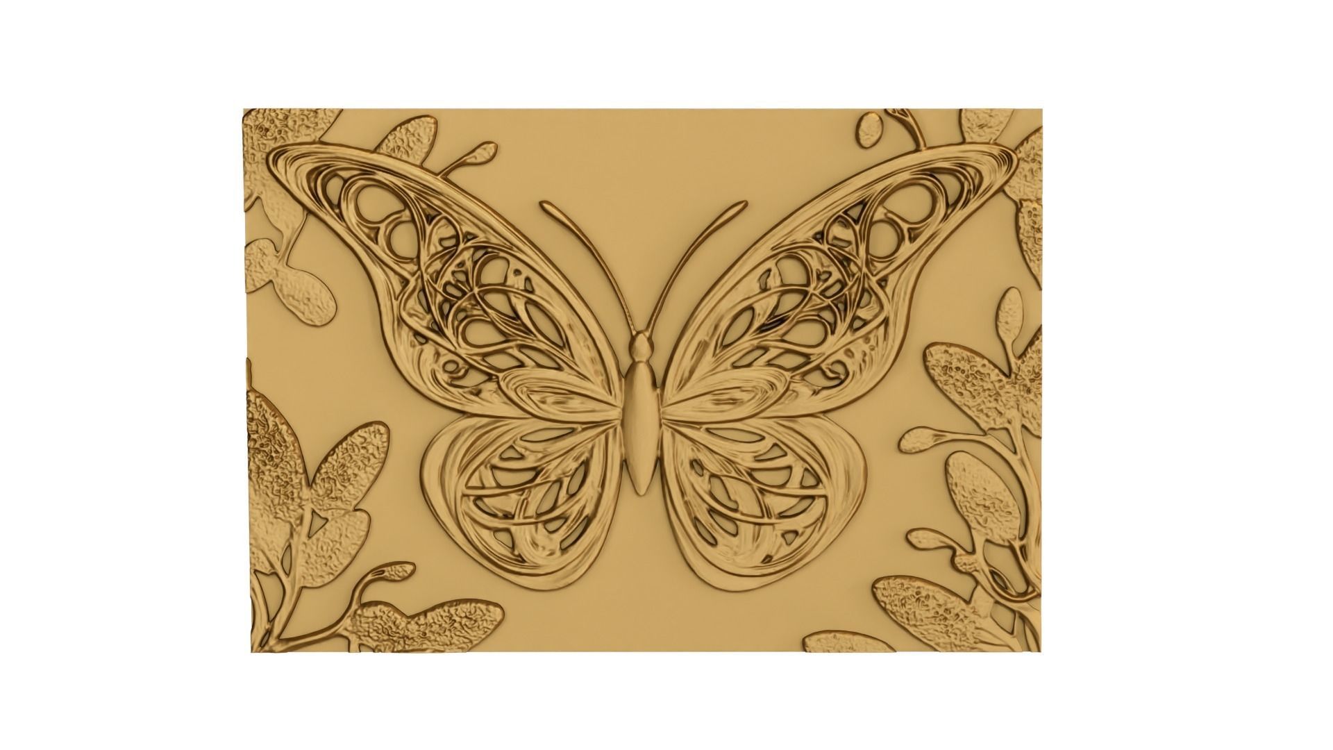 decor set wall panel butterfly relief mural CNC 11 3D print model_1