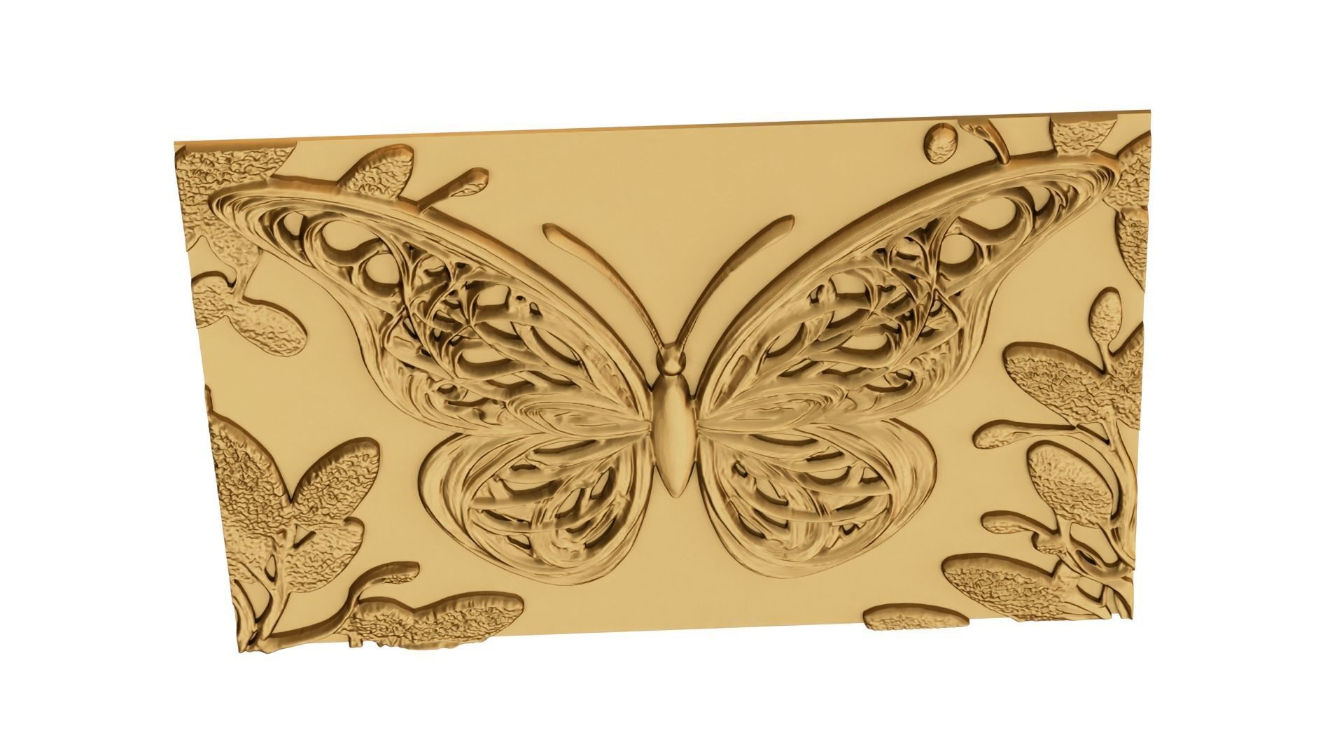 decor set wall panel butterfly relief mural CNC 11 3D print model_2