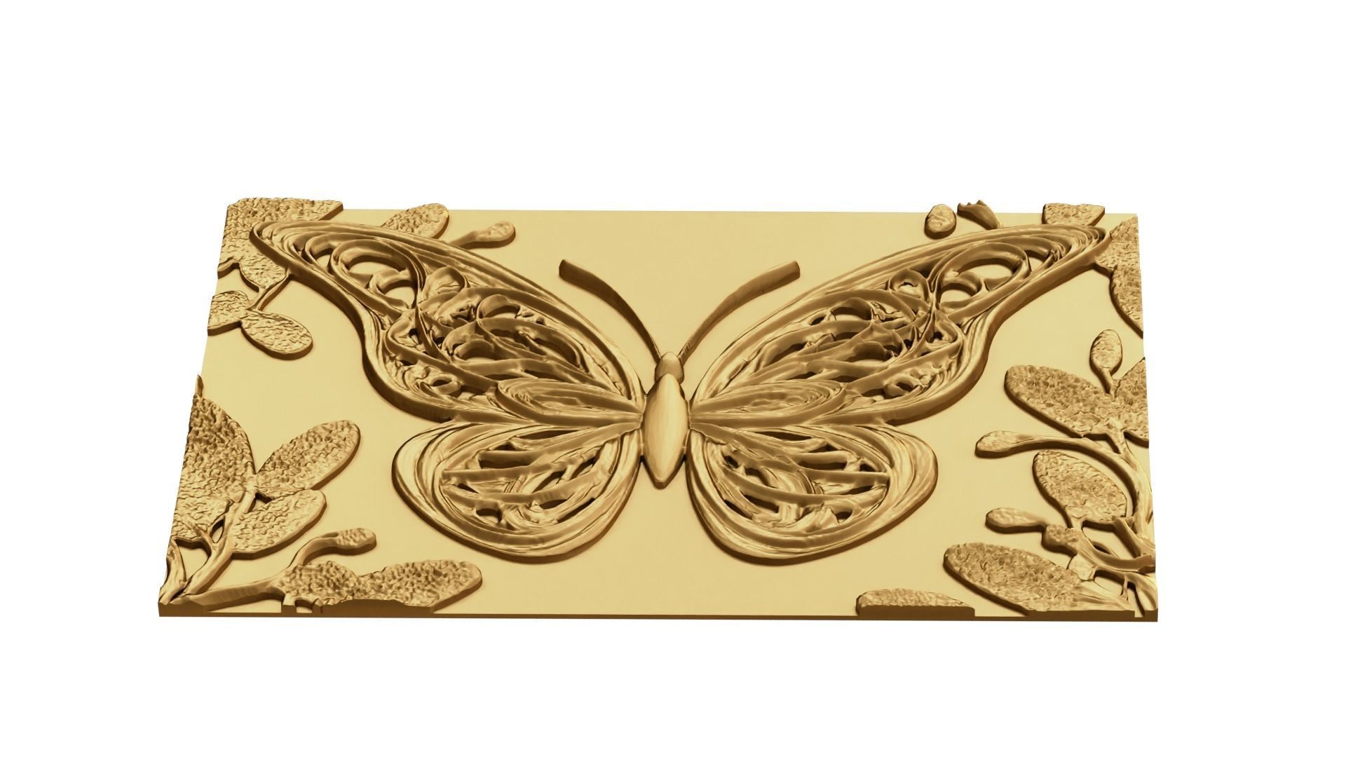 decor set wall panel butterfly relief mural CNC 11 3D print model_3