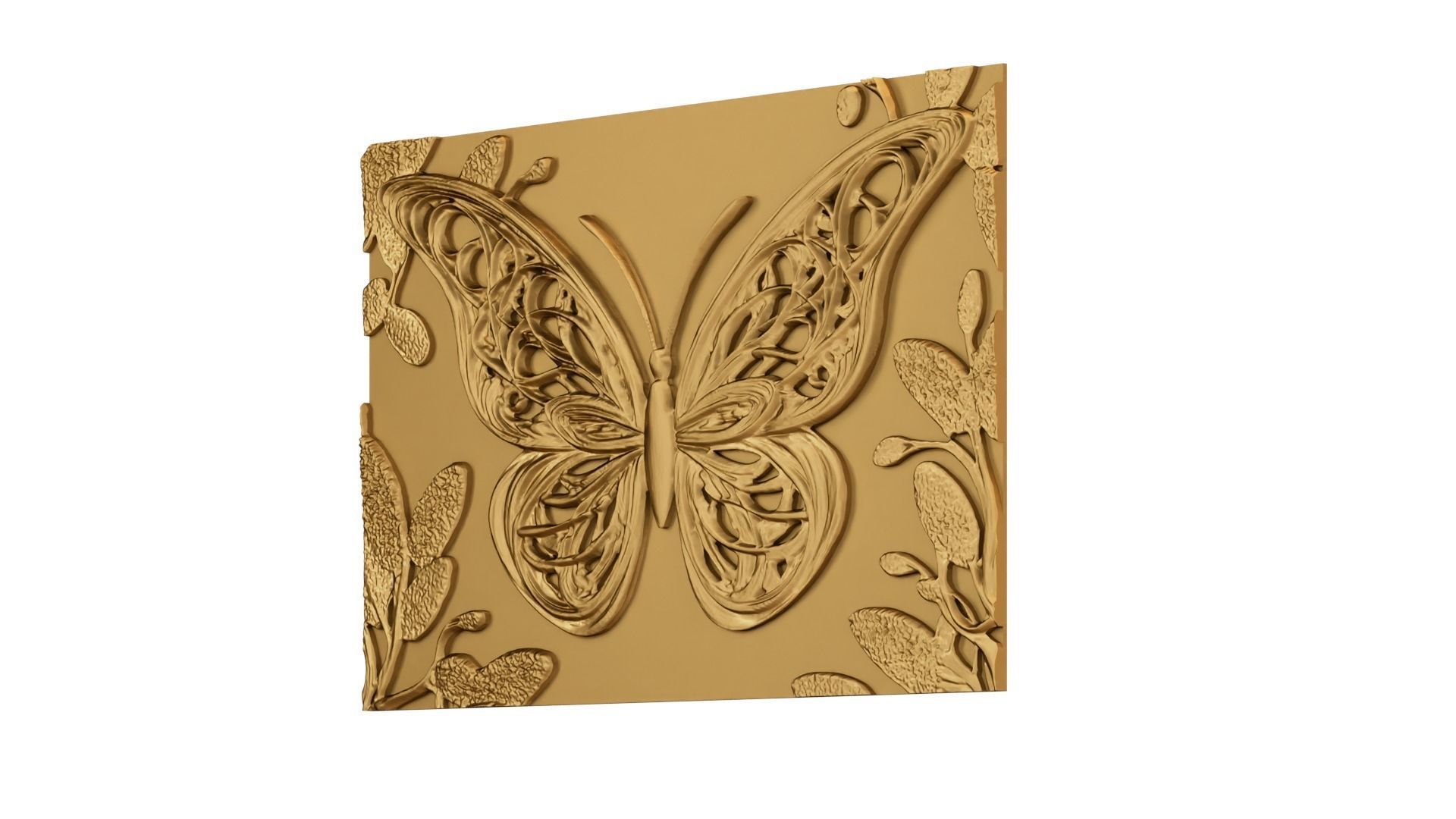 decor set wall panel butterfly relief mural CNC 11 3D print model_7