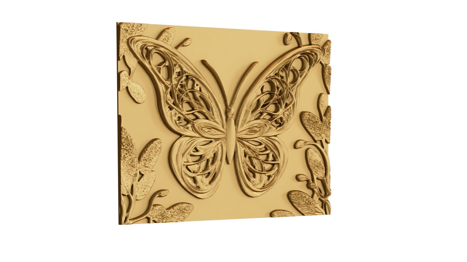decor set wall panel butterfly relief mural CNC 11 3D print model_5