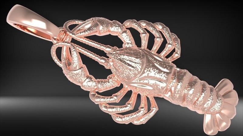 Lobster crayfish pendent Necklace Charm Jewelry  3D print model_9