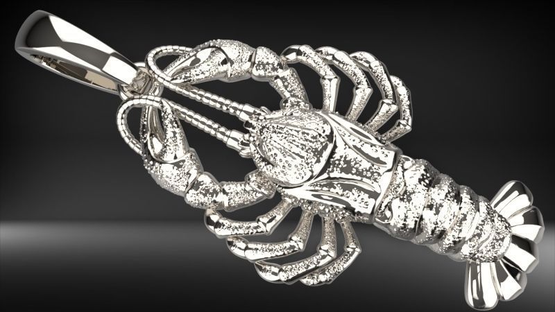 Lobster crayfish pendent Necklace Charm Jewelry  3D print model_30