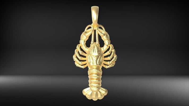 Lobster crayfish pendent Necklace Charm Jewelry  3D print model_22