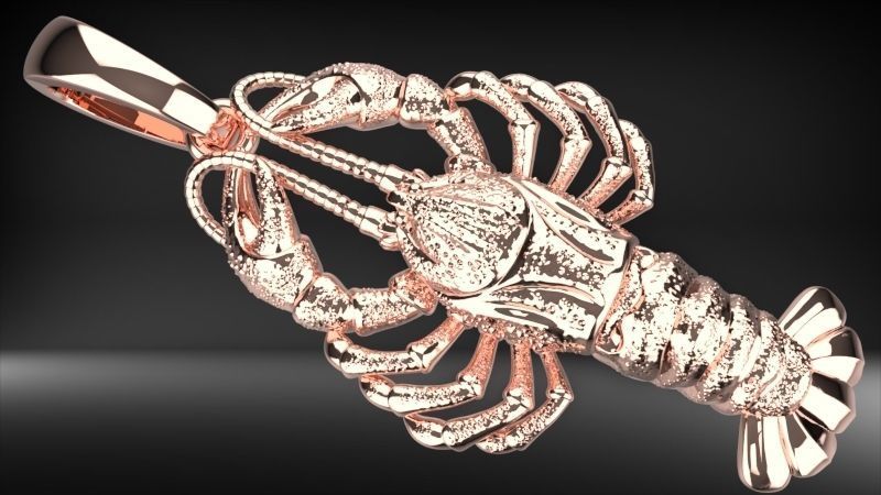 Lobster crayfish pendent Necklace Charm Jewelry  3D print model_29